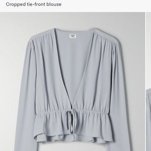 Aritzia Sunday Best Tie Front Blouse